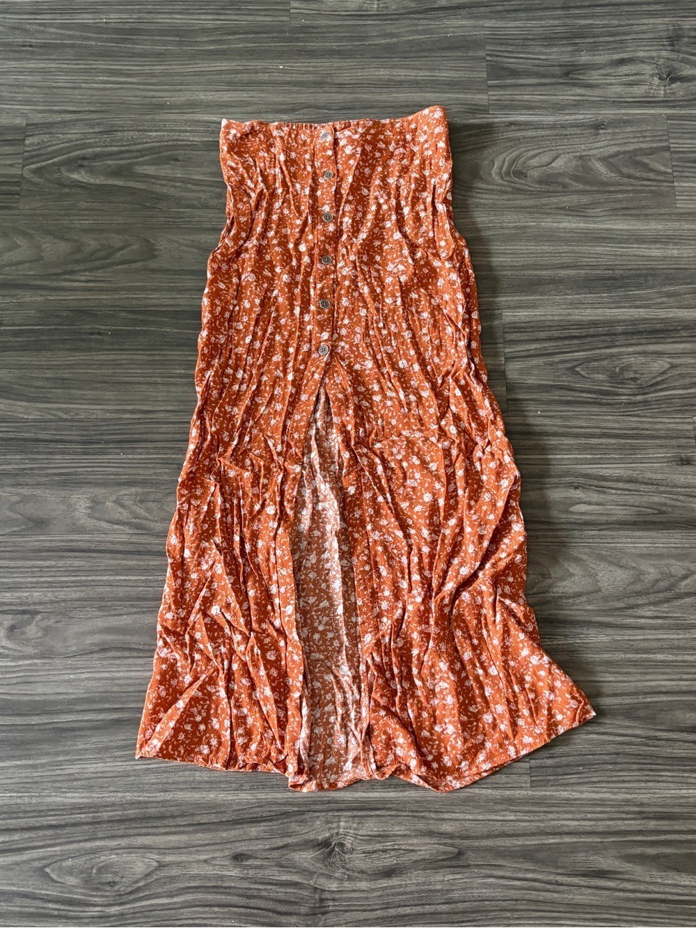 wild fable Womens Rust Floral Button-Front Maxi Skirt XS
